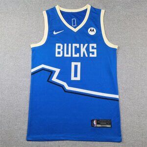 Milwaukee Bucks Damian Lillard #0 Basketball Jersey – Blue NBA Fan Tank